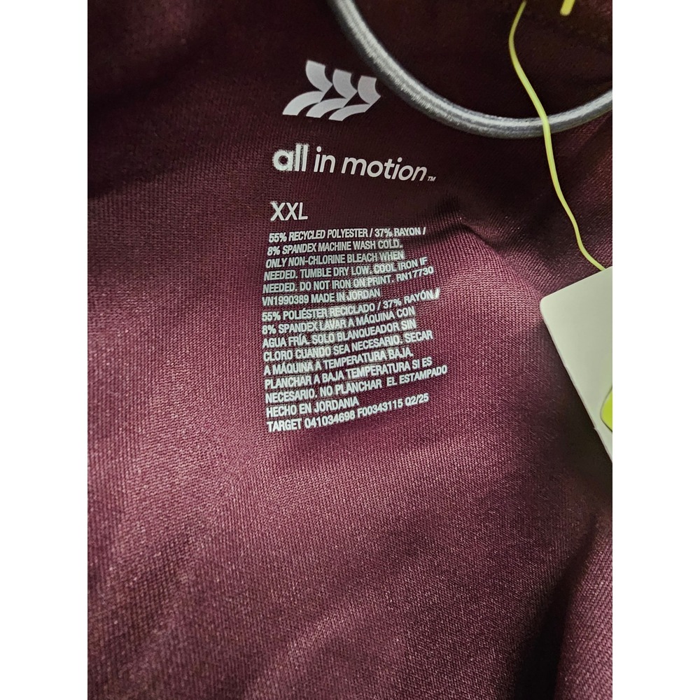 All in Motion Womens 1/2 Zip Pullover Burgundy Rayon Blend Workout Size 2XL - Picture 4 of 5